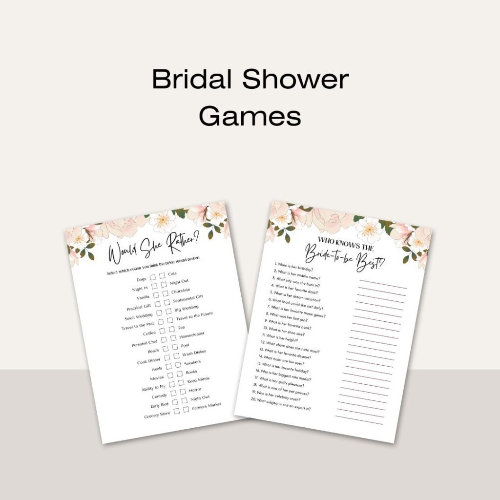 mock up of bridal shower games